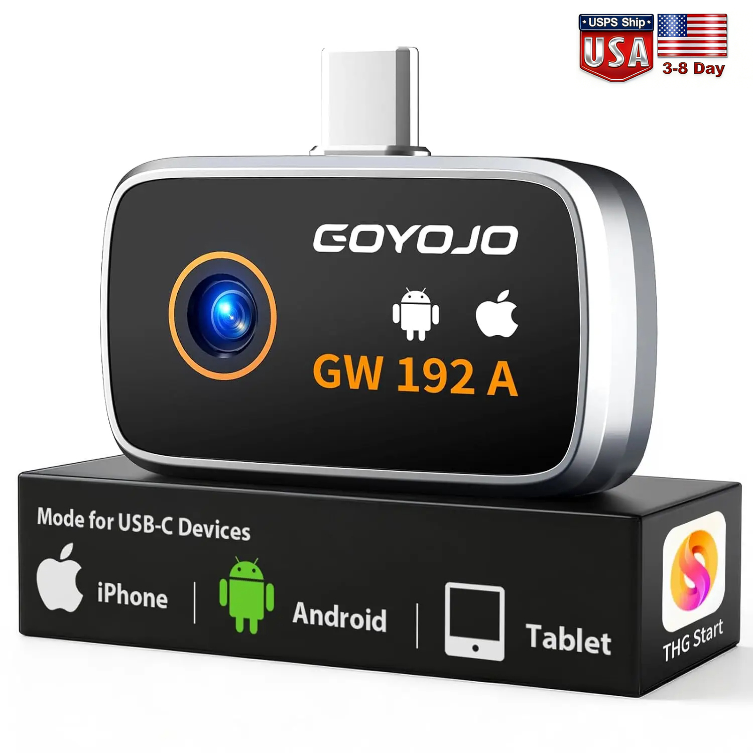 Handheld Thermal Camera 256X192 - กล้องถ่ายภาพความร้อน GW340 สำหรับ Android/iPhone (USB-C), ความละเอียดสูงพิเศษ